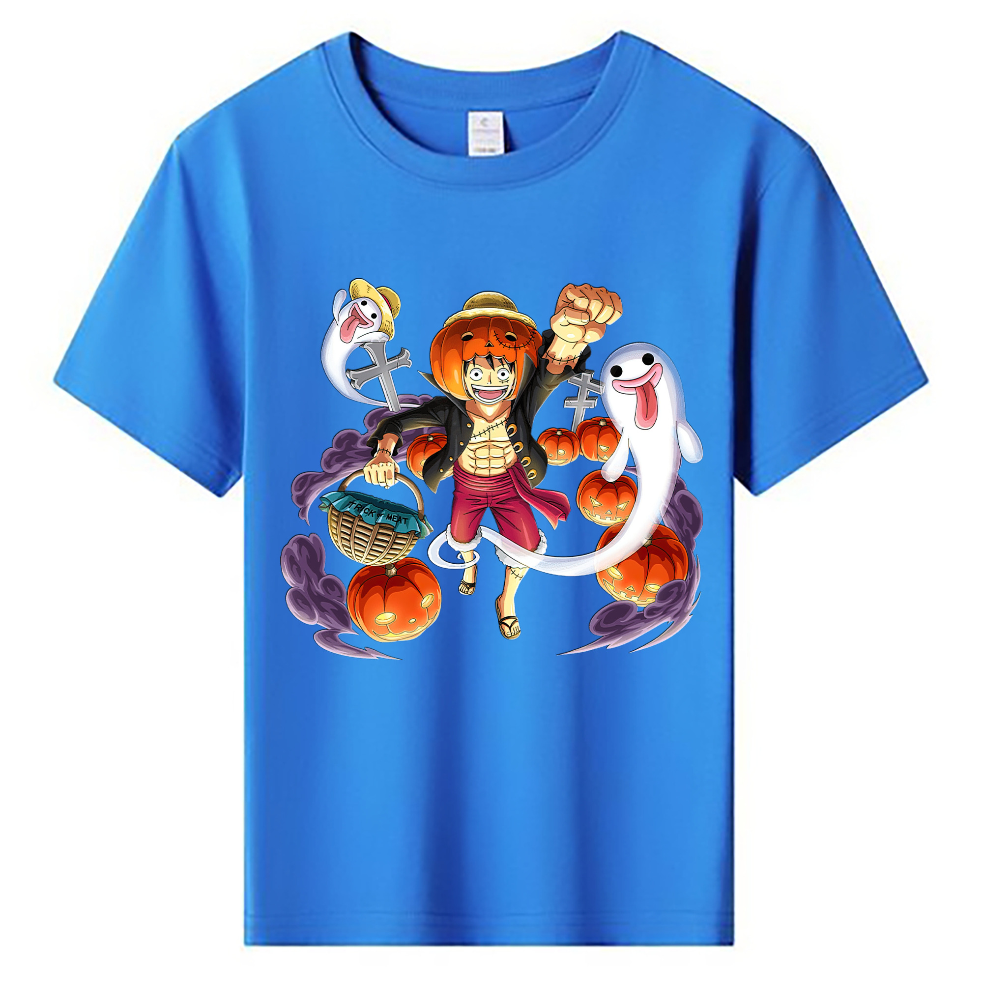 ワンピース モンキー・D・ルフィ ONE PIECE Monkey D. Luffy 綿100％キッズTシャツ（フロントプリント）